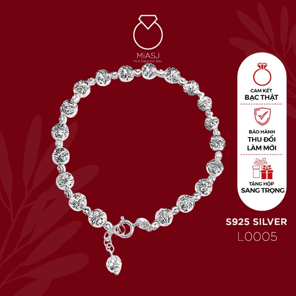 Lắc tay nữ bạc Ý S925 MiASJ hạt bi móc máy sang trọng, thanh lịch L0004/L0005