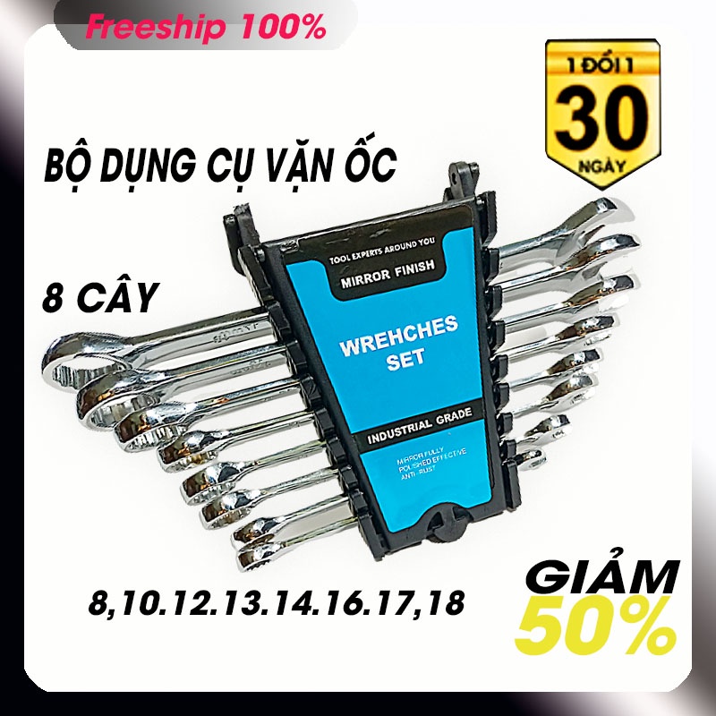 Bộ vặn ốc 2 đầu cờ lê vòng tráng gương bóng - thép công nghiệp CRV - Cavadi - Size 8 đến 18 - Bền rẻ đẹp - vui lòng xem