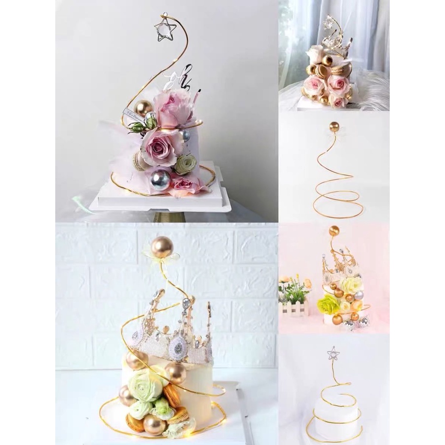 Phụ kiện trang trí bánh kem hình ngôi sao và quả cầu vàng cho tiệc cưới/sinh nhật độc đáo