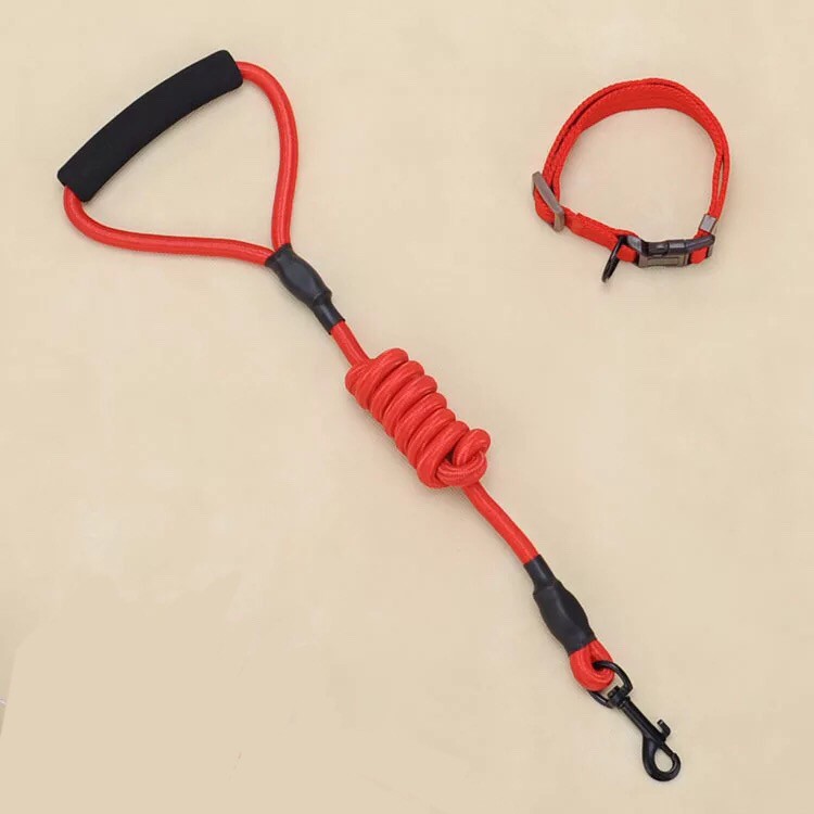 Dây dắt kèm vòng cổ cho chó 15-25kg - Phụ kiện cho thú cưng size L (màu đỏ)