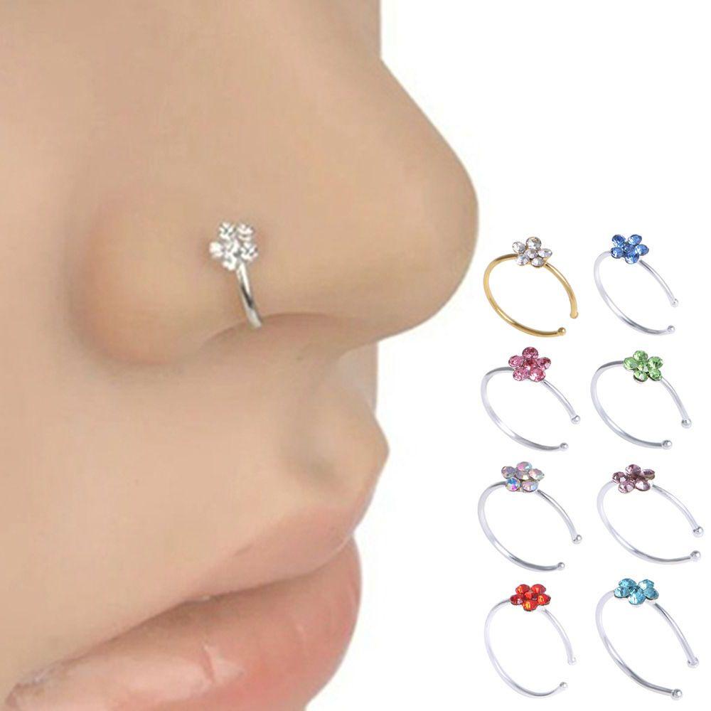 Taylor1 Khuyên Mũi Hình Hoa Helix Lấp Lánh Bằng Thép Không Gỉ|Nhẫn Đinh Tán|Giả