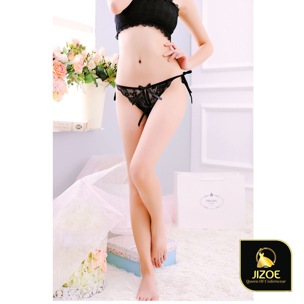 Quần lọt khe nữ dễ thương Ren đẹp xuyên thấu xẻ đáy chất lượng cao cấp Sexy gợi cảm quyến rũ kiểu Hàn Quốc JIZOE QNK01