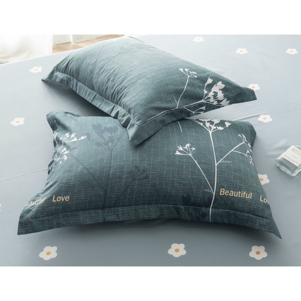 Bộ chăn ga gối Cotton poly M2T bedding Hoa cỏ may, vỏ chăn mền, drap giường và 2 vỏ gối | BigBuy360 - bigbuy360.vn