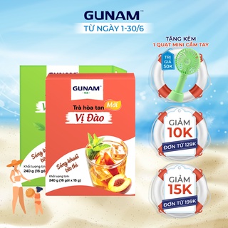 [Tặng quạt Mini] Combo Thanh Mát Tức Thì - trà đào GUNAM (16 gói x 15g) + trà bí đao GUNAM (16 gói x 15g)