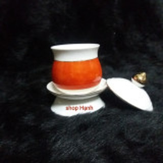 Chung nước thờ cúng đá đỏ có đĩa riêng