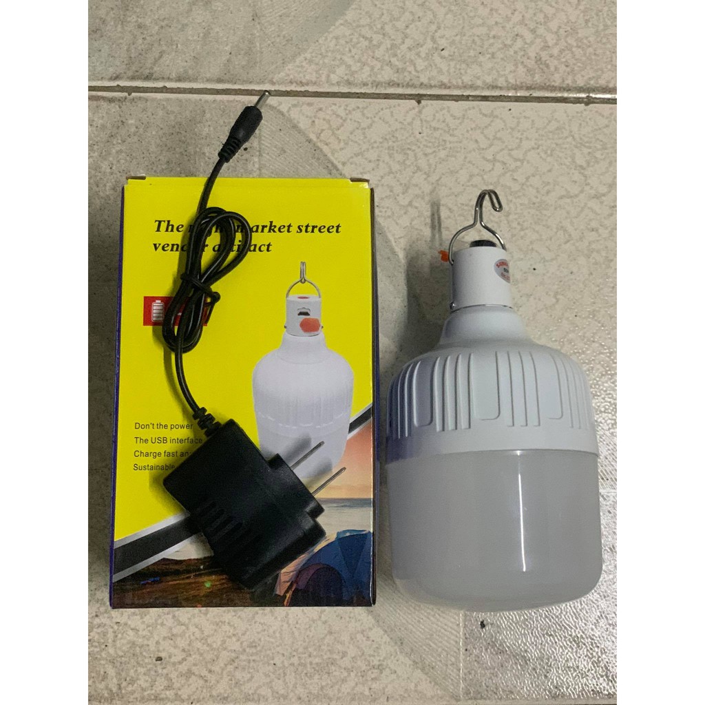 Bóng đèn Led sạc tích điện 50W/70W/80W thích hợp Du lịch-Dã Ngoại- Bán Quán_ Mos Shop