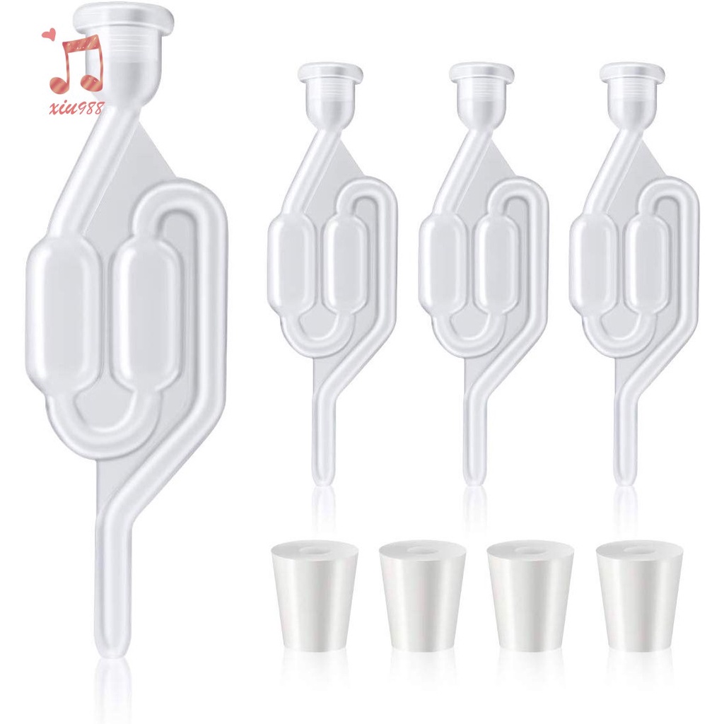 【Hot Sell】Fermentation Airlock,Brewing Airlock Wine Airlock Beer Airlock with Rubber Airlock Stopper Plugs Airlock Twin Bubble Airlock for Wine Making, Beer Brewing Glass Carboy Fermenter
