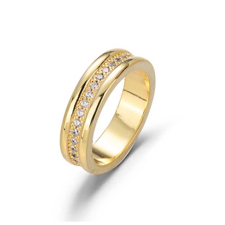 Nhẫn Cưới Thép Titan Mạ Vàng Bạc Đính Đá Zircon Đơn Giản Thời Trang Cho Nam Nữ