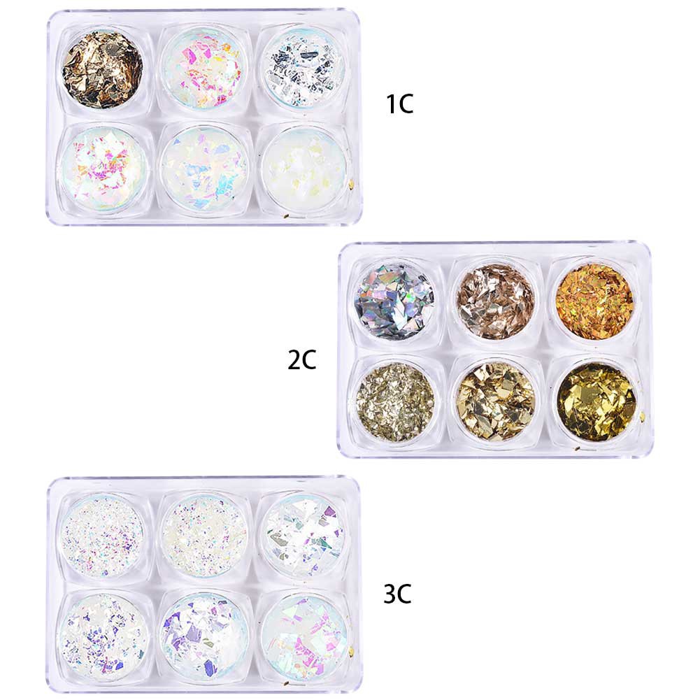 [Hàng mới về] Set 6 hộp kim sa lấp lánh 3D siêu mỏng trang trí móng tay nghệ thuật | BigBuy360 - bigbuy360.vn