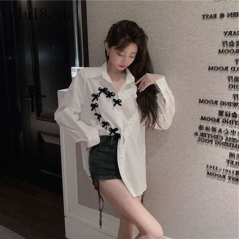 Áo Sơ Mi Trắng Tay Dài Dáng Rộng Phong Cách Pháp Thời Trang Xuân Hè Mới Cho Nữ