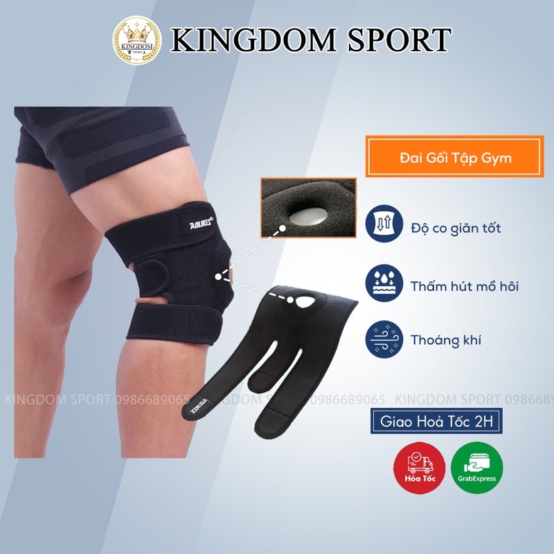 Đai gối Tập Gym, Bó gối Squat ,Đai gối thể hình Aolikes 7616 KINGDOM SPORT