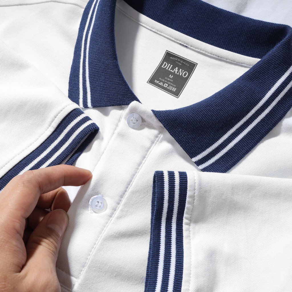 Áo Thun Polo nam cổ bẻ phối kẻ tay áo, chất liệu Cotton xuất khẩu, form chuẩn, size lên tới 85kg Dilano APD05 | BigBuy360 - bigbuy360.vn