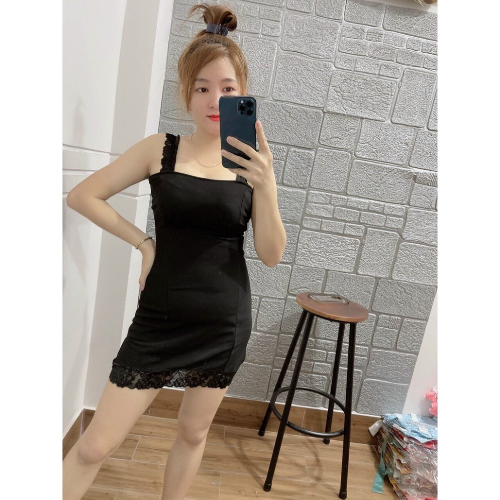 Đầm Body Hotgirl Màu Đen Vải Phối Ren Dày Đẹp Freesize [ảnh thật 100%] | BigBuy360 - bigbuy360.vn