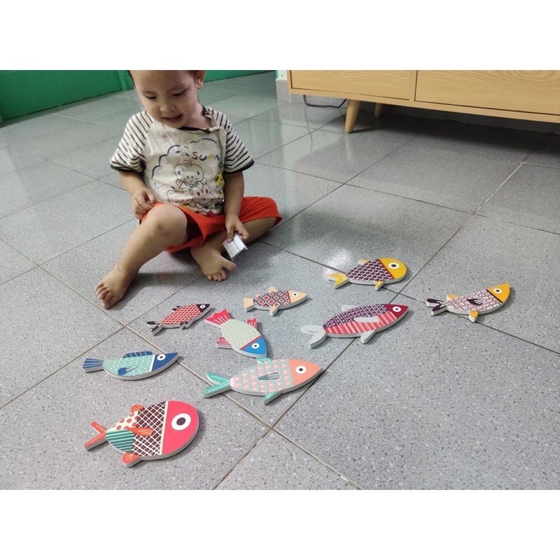 Bộ tranh Cá decor gỗ dán tường trang trí phòng khách, phòng ngủ - Tặng kèm băng dính