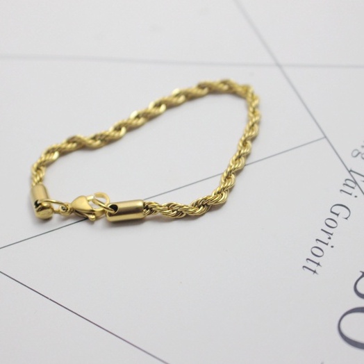 Vòng Tay Dây Thừng Unisex Dành Cho Nam Nữ Thời Trang Merin Accessories Màu Vàng Bạc Chất Liệu Inox - Vòng Smooth