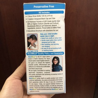 Bình rửa mũi trẻ em neilmed kèm 30 gói muối