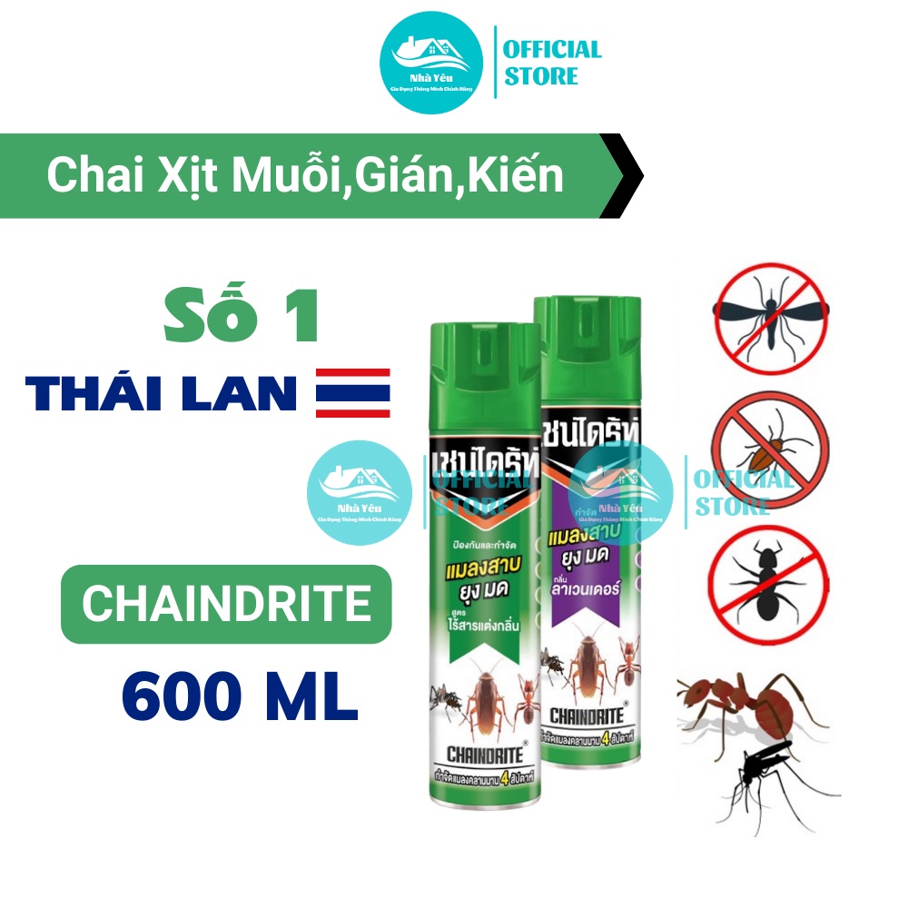 Bình Xịt Muỗi,Gián Và Các Loại Côn Trùng ChainDrite Thái Lan 600ml - An Toàn Cho Người Sử Dụng,Hàng Chính Hãng