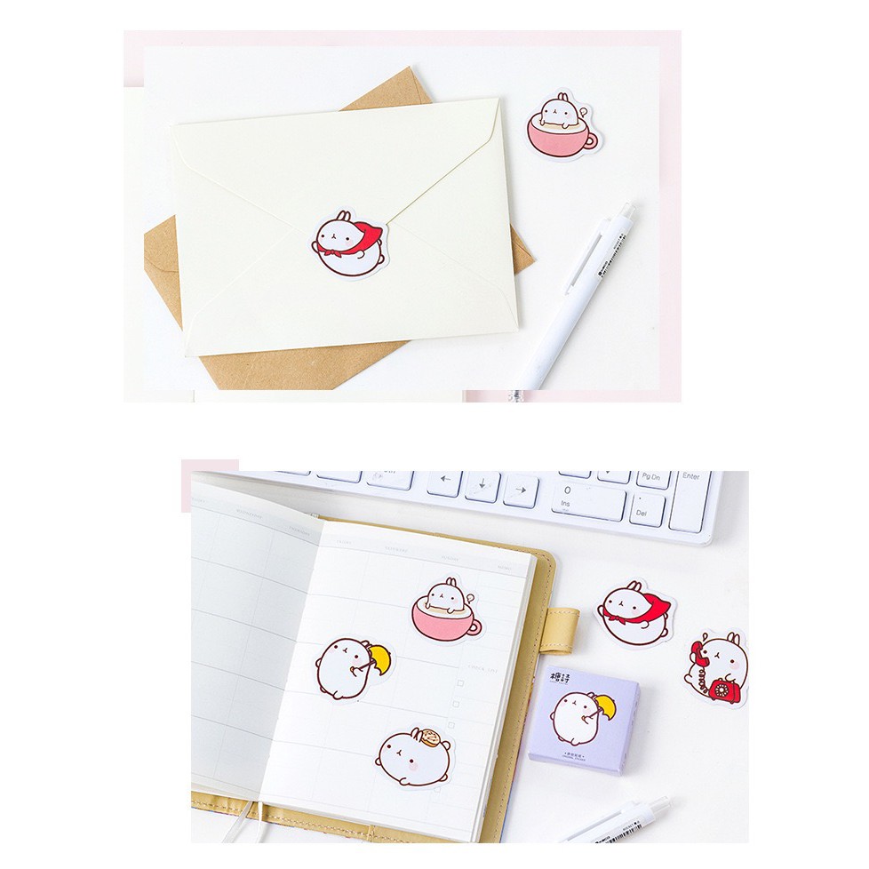 Bộ sticker/ Hình dán Hình Thỏ Xinh Xắn (45 Hình)