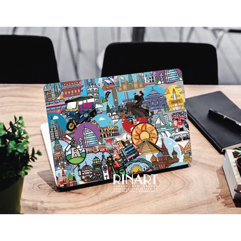 [AB75] Set 100 Sticker city tour dán trang trí laptop guitar mũ bảo hiểm ván trượt chống nước cao cấp