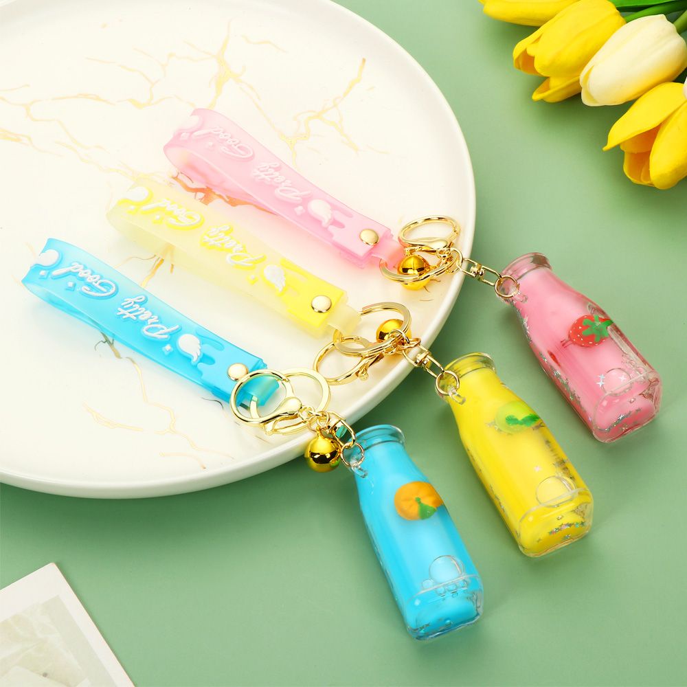 Móc Chìa Khóa Bằng Da Hình Bình Sữa Chua Nhiều Màu Dễ Thương