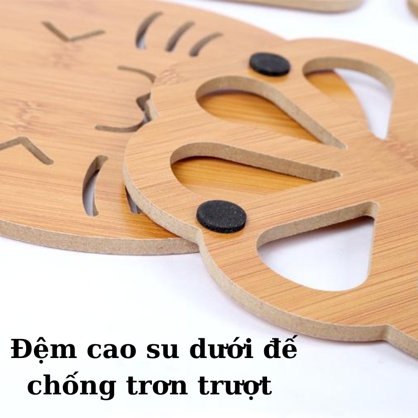 Miếng Lót Nồi Xoong Bằng Gỗ Bào Vệ Về Mặt Bàn, Bếp, Chống Bám Bẩn, Chống Nứt Mặt Kính Bàn Ăn