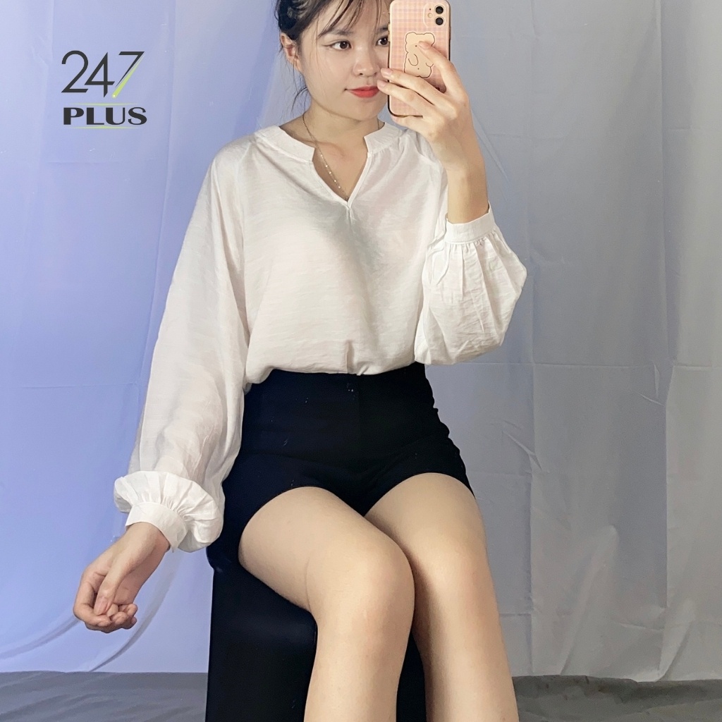 Áo Sơ Mi Tay Bồng Cổ V