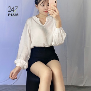 Áo Sơ Mi Tay Bồng Cổ V