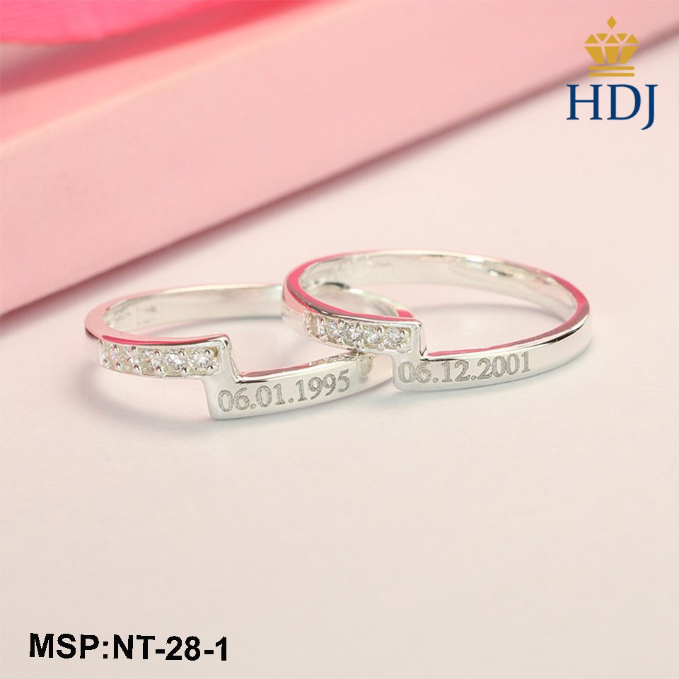Nhẫn đôi bạc 925 đẹp, đơn giản khắc tên theo yêu cầu trang sức cao cấp HDJ mã NT-28-1