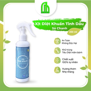 Bình Xịt Diệt Khuẩn hữu cơ Hương Sả Chanh An An Farm, Chai Xịt diệt khuẩn hữu cơ Tinh Dầu sả chanh dung tích 250ml.