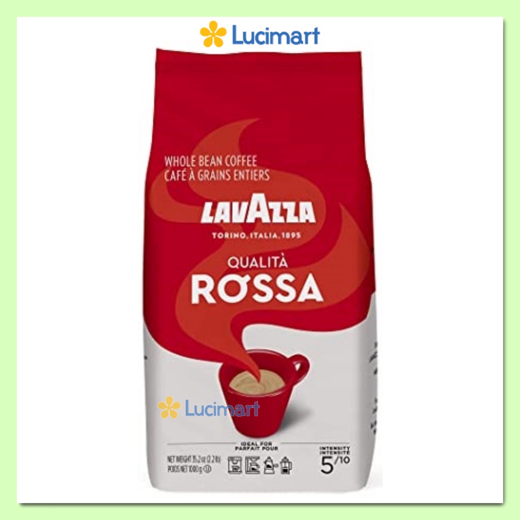 Cà phê Ý Lavazza nguyên hạt Qualita Rossa Whole Bean Coffee, Arabica and Robusta, gói 1kg [Made in Italy]