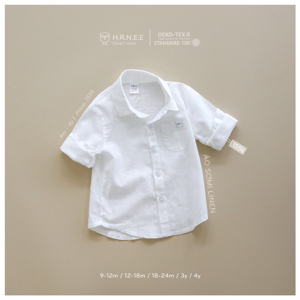 Hrnee Yếm và áo sơ mi cho bé 6M-4Y