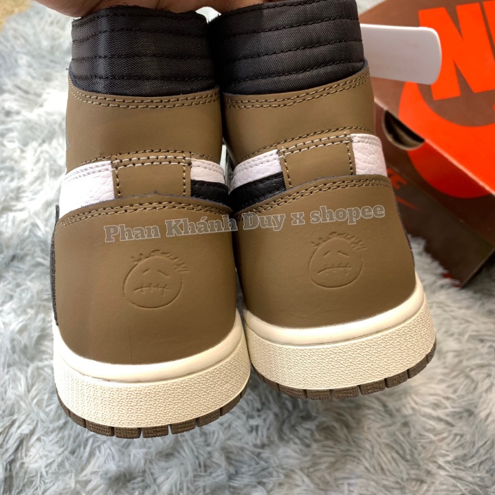 [ pkdsneaker25 ]Giày thể thao jordan 1 travis scott high cao cổ đầy đủ phụ kiện chất da bò