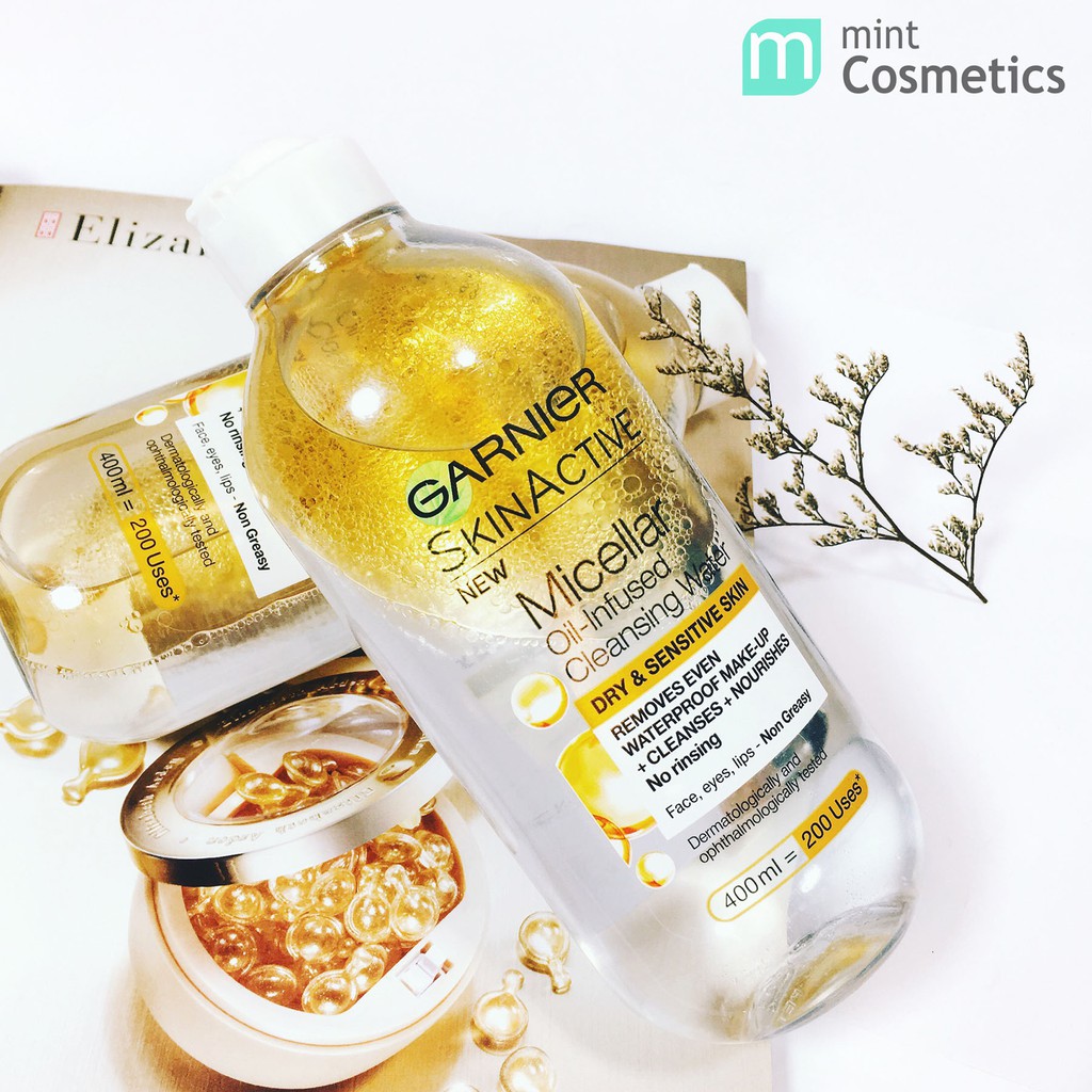 Nước tẩy trang Garnier Pháp 400ml, 125ml dầu vàng nắp trắng chính hãng | BigBuy360 - bigbuy360.vn