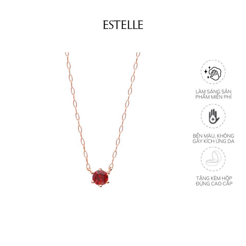 Dây chuyền nữ vàng hồng đính đá Garnet ESTELLE