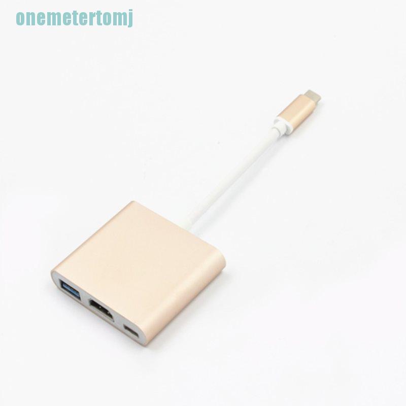 【ter】Portable Type C to USB-C HDMI USB 3.0 Converter Adapter Cable 3 in 1 Hub