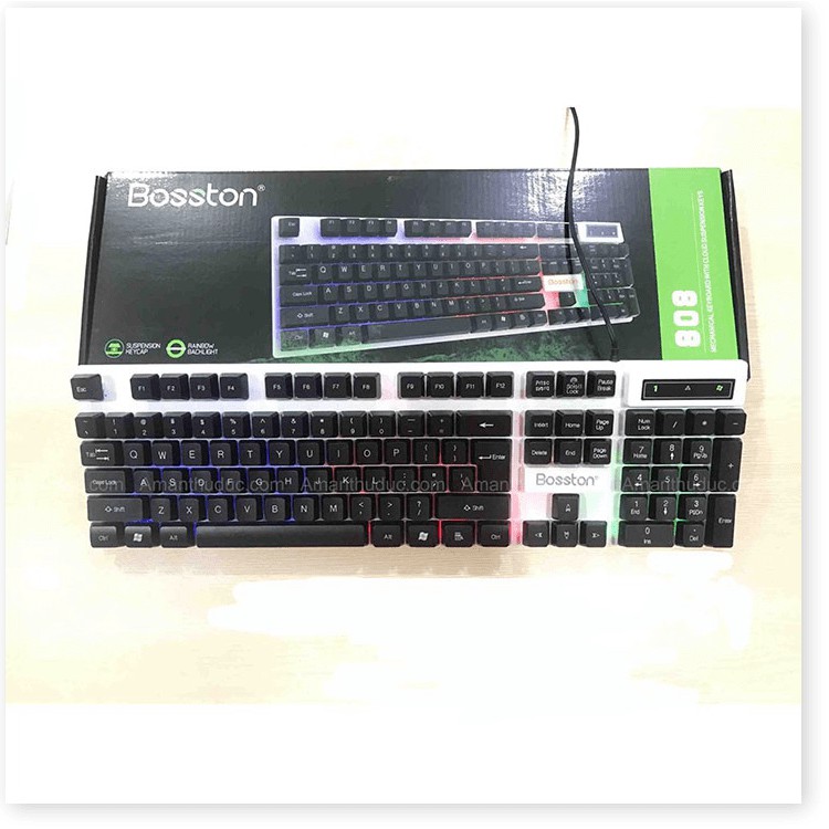 Bosston 808 🤗 Freeship 🤗 Bàn phím chuyên game giả cơ có led 7 màu chữ khắc laser chống mất chữ - EL0008