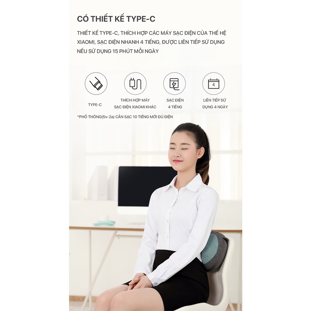 Gối Massage Nhiệt Xiaomi Leravan mô phỏng massage 3D massage và chườm nóng
