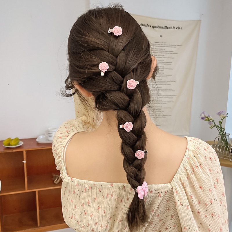 Kẹp tóc mini màu hồng dễ thương dành cho nữ