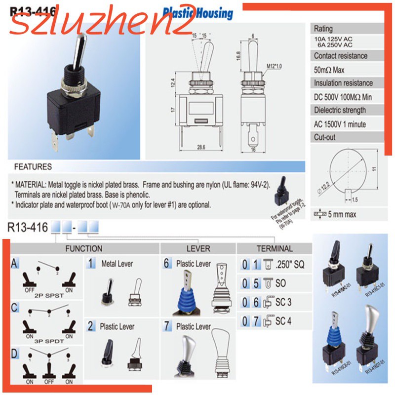 Set 2 Công Tắc Chuyển Đổi Tín Hiệu 3 Chiều Chống Thấm Nước