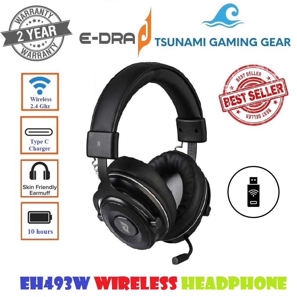 Tai nghe gaming không dây E-DRA EH493w NOOB Wireless 2.4 Ghz