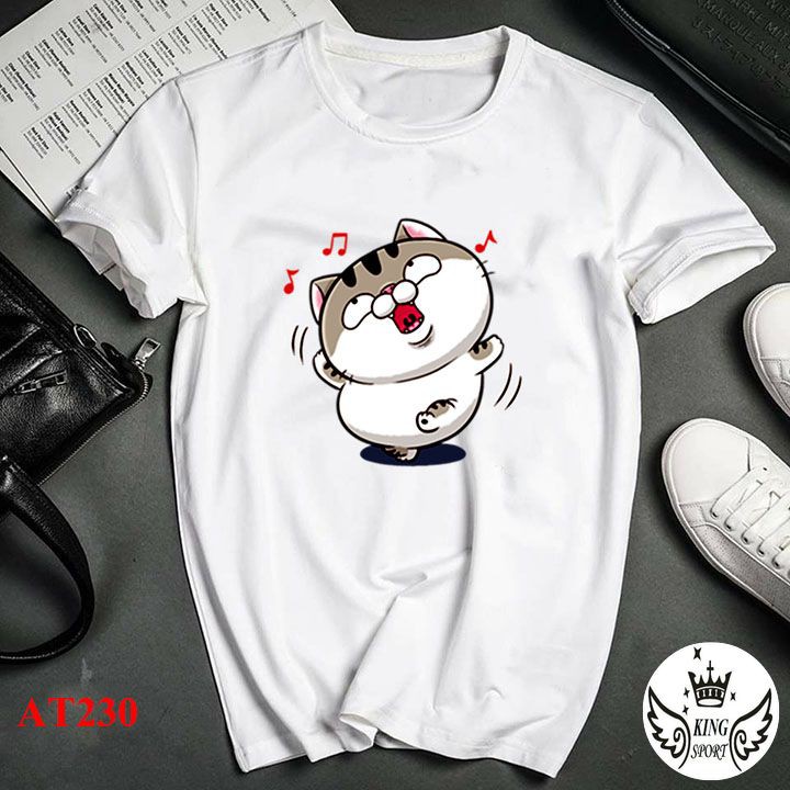 ÁO thun nam nữ Unisex cổ tròn dày dặn in hình Mèo Béo đẹp dễ thương ngáo OTITA