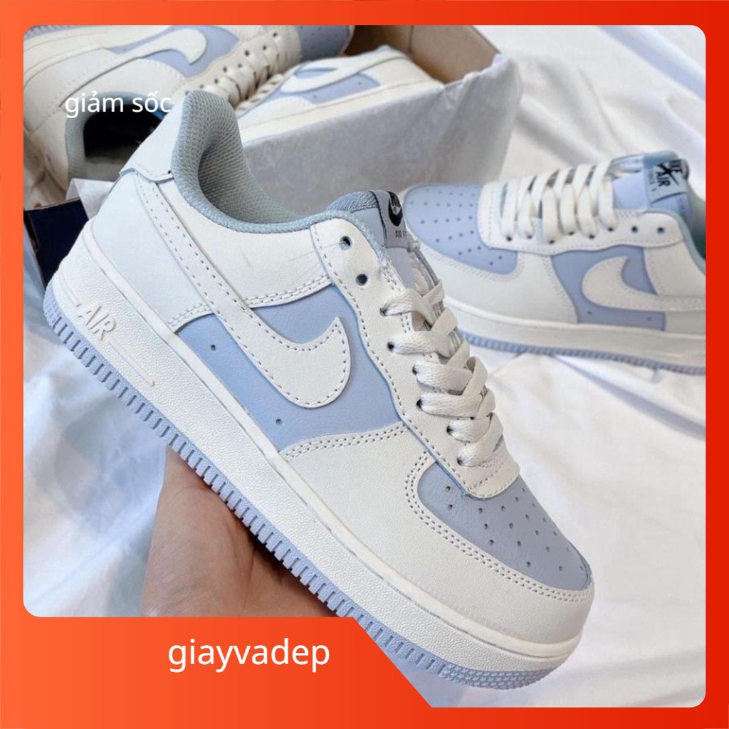 [Fullbox] Giày Sneaker  AF1 Khoai Môn Trắng Xanh, giày thể thao air force 1 xanh baby blue Cao Cấp Nam Nữ