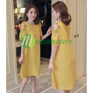 Váy bầu hoa hồng hở vai (ẢNH THẬT)