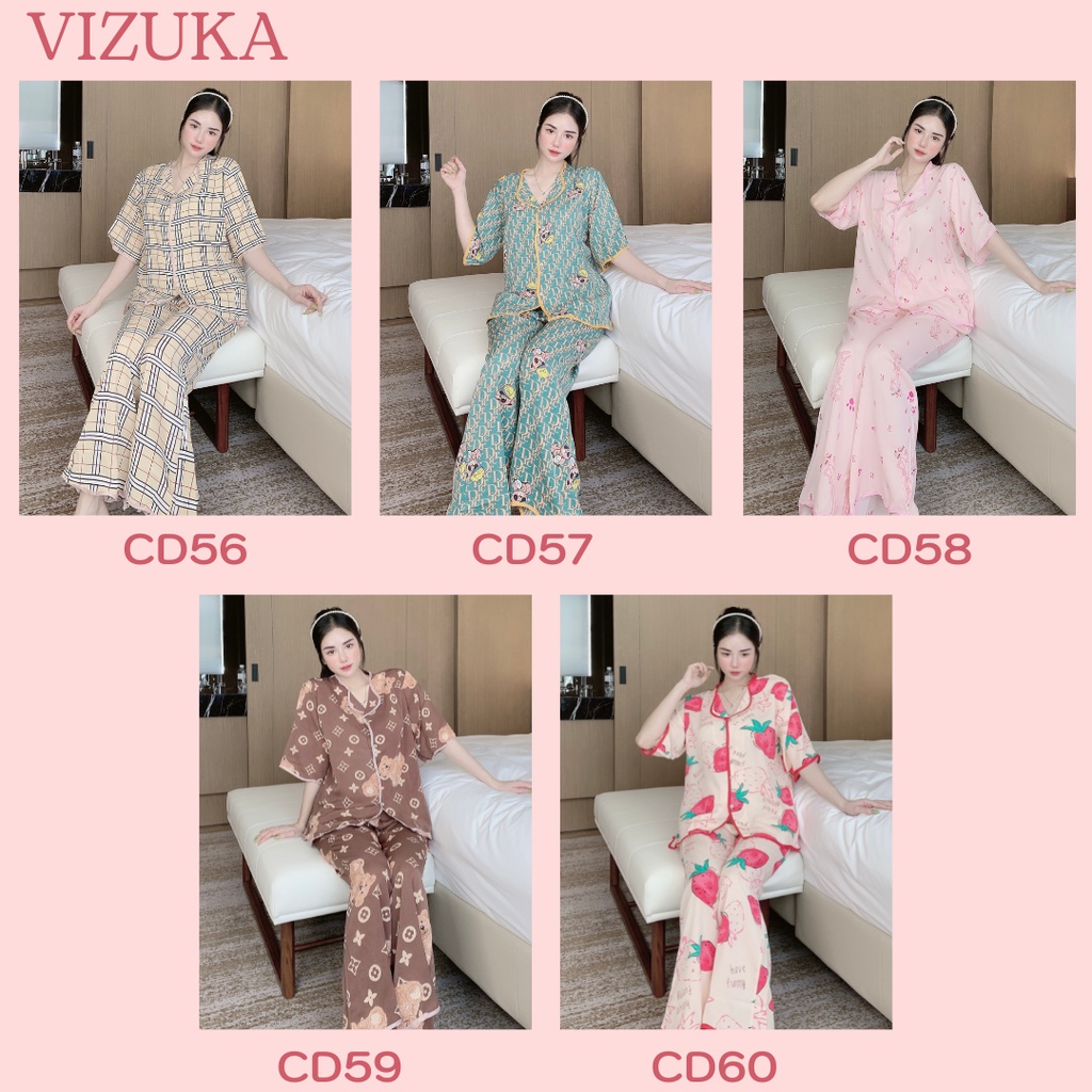 Đồ bộ nữ pijama lụa tay ngắn mặc nhà VIZUKA