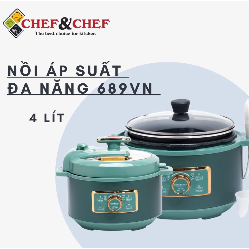 Nồi Áp Suất Đa Năng CHEF&amp;CHEF 689VN sở hữu 6 chức năng và có thể thay thế được các thiết bị khác trong gia đình