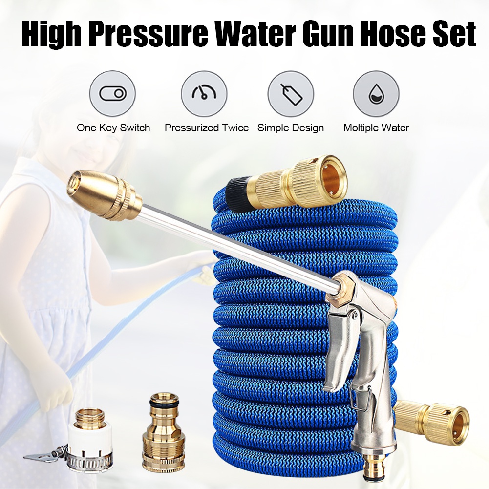 MG Ống rửa xe Ống Magic Hose có thể mở rộng Ống phun có thể điều chỉnh áp suất cao Linh hoạt