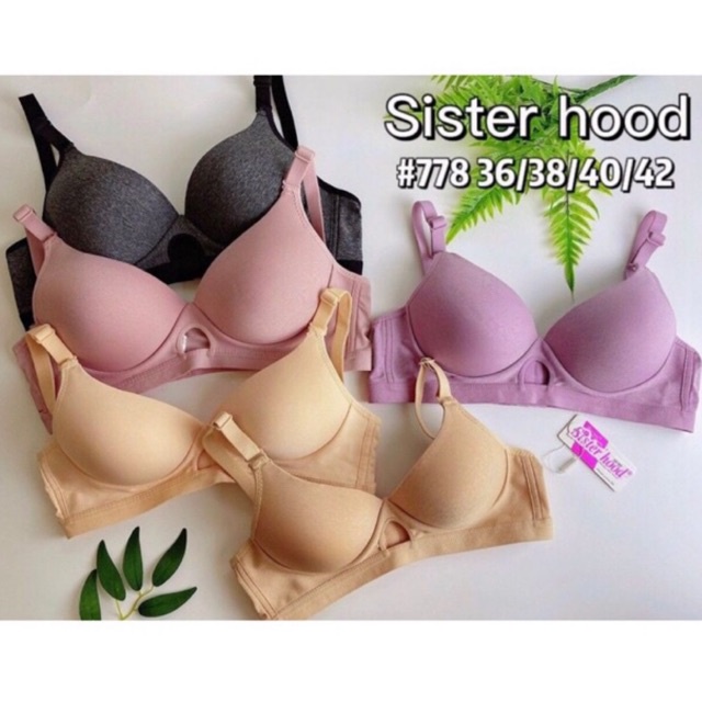 Áo ngực cotton không gọng đệm mỏng sisterhood co giãn thoải mái nhiều màu 778