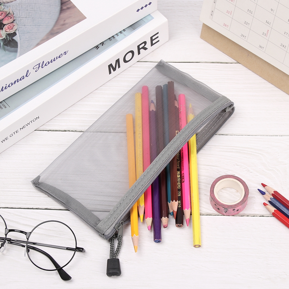Túi Đựng Bút/Đồ Trang Điểm/Tiền Xu Cầm Tay Có Dây Khóa Kéo