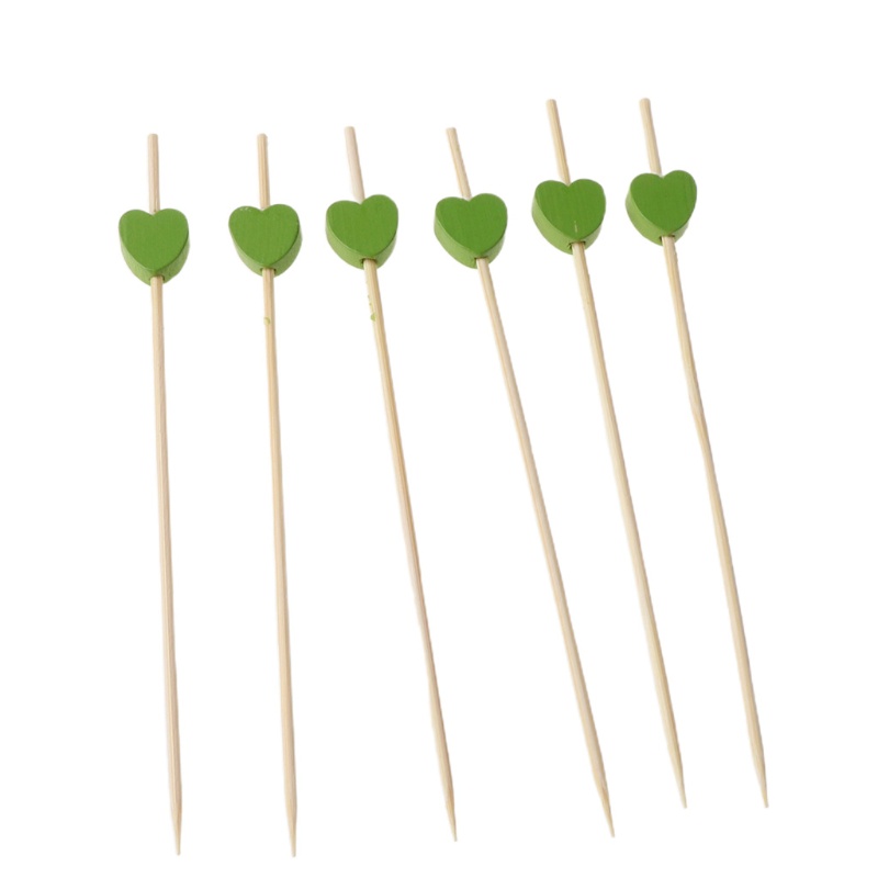 Set 100 xiên tre 12cm hình trái tim dễ thương dùng để ăn món tráng miệng