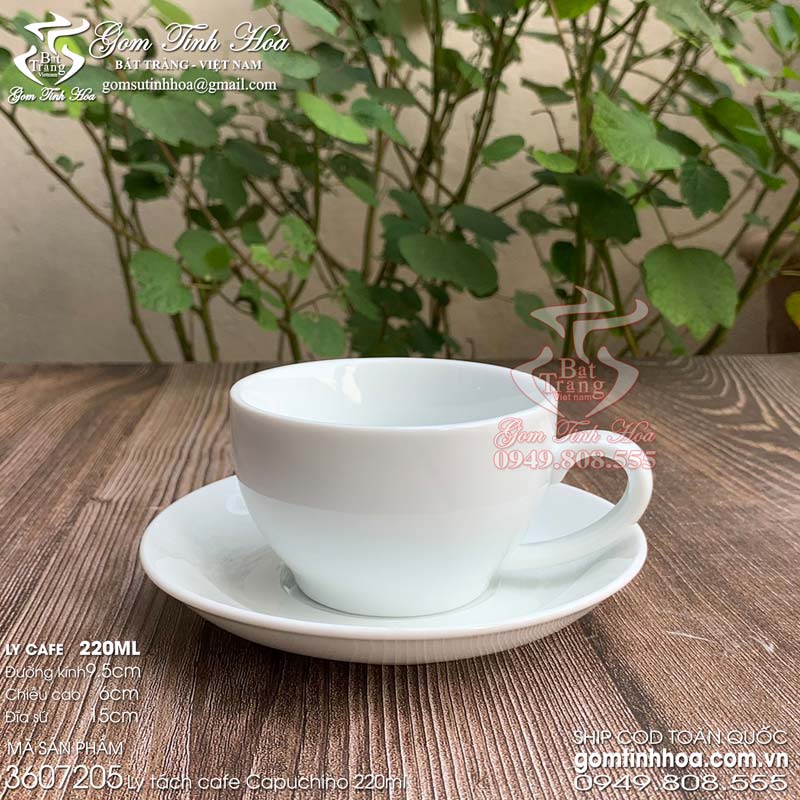 Ly tách uống cà phê Cappuccino & Espresso men trắng gốm sứ Bát Tràng
